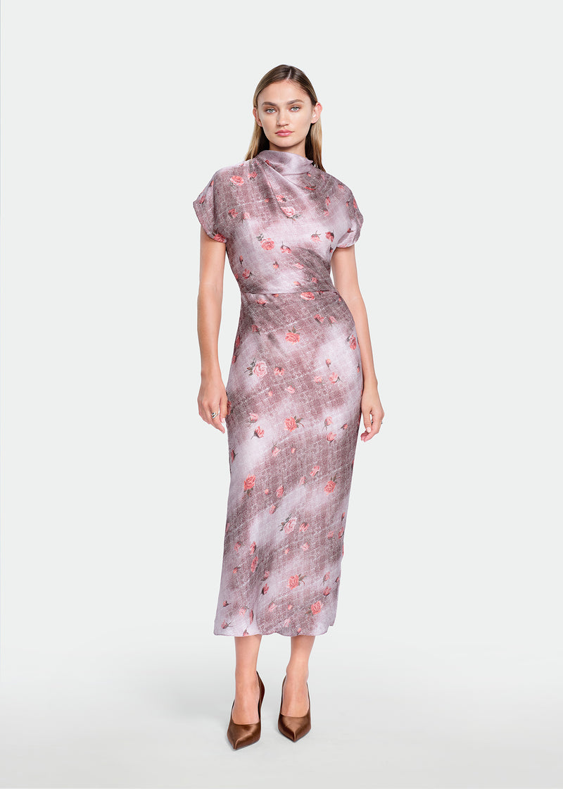 Floral Printed Georgette Draped Dress