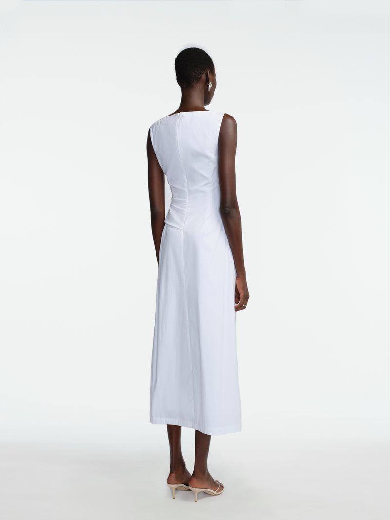 Lela Rose | Cotton Poplin Asymmetrical Flounce Dress