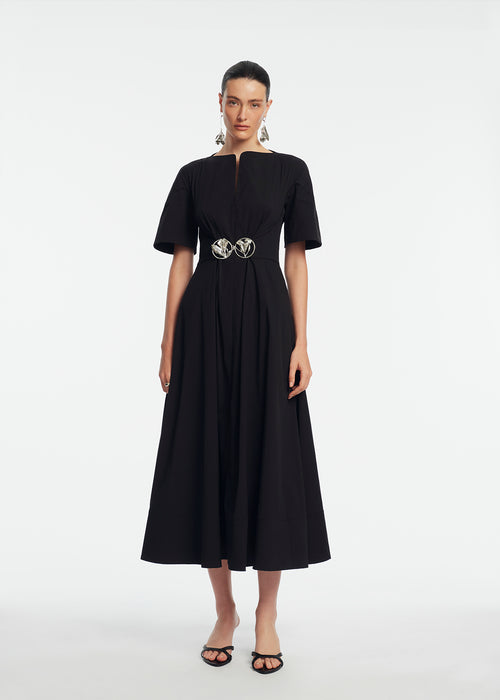 Cotton Poplin Buckle Shirtdress
