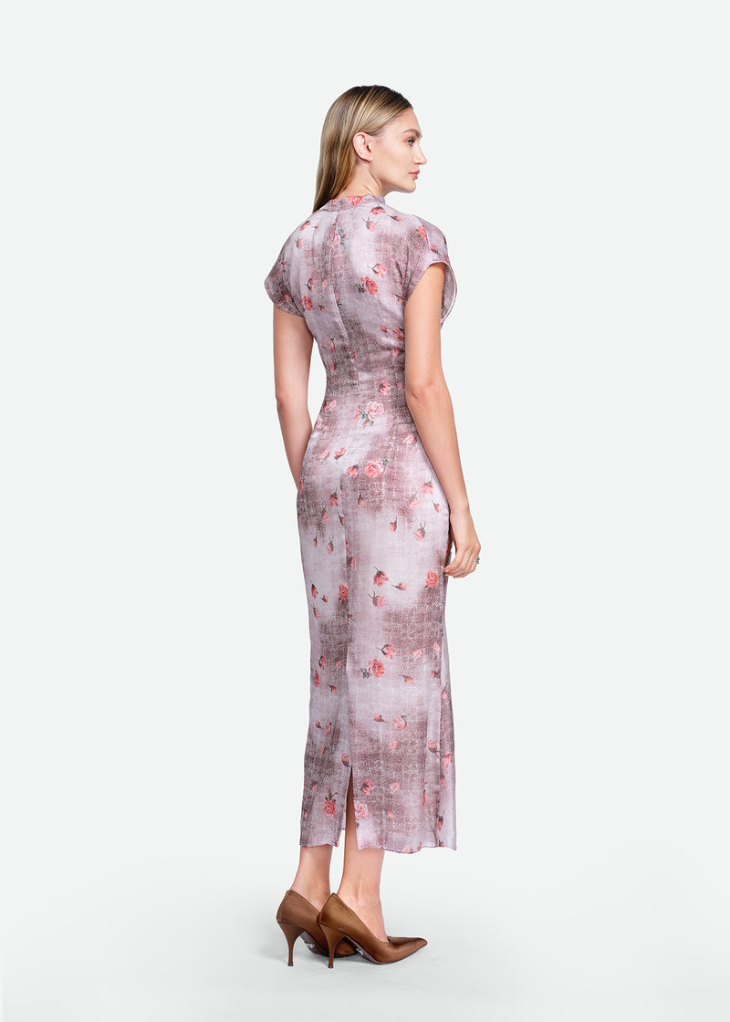 Floral Printed Georgette Draped Dress