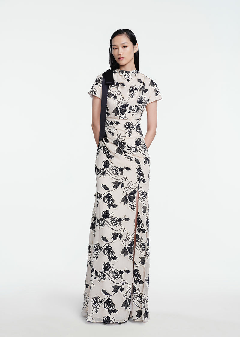 Floral Cut Chiffon Gown