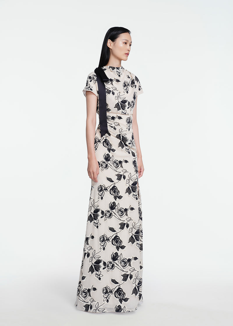 Floral Cut Chiffon Gown