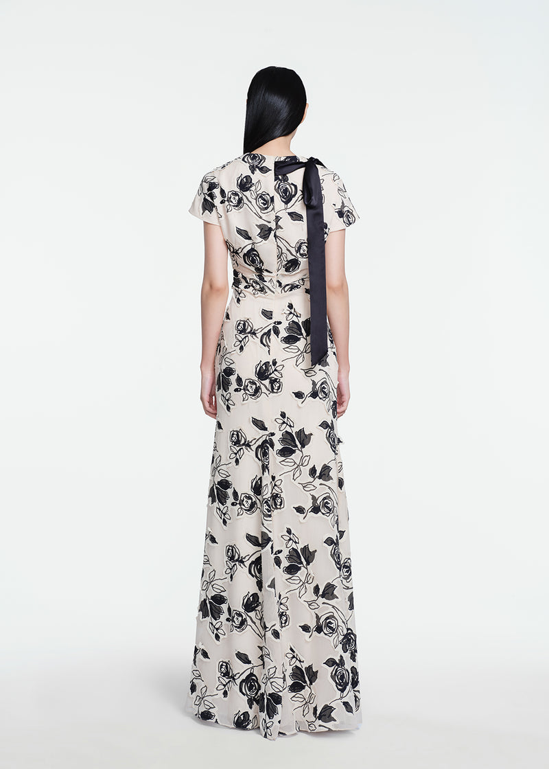 Floral Cut Chiffon Gown