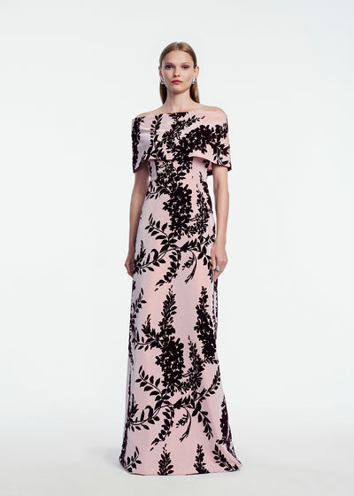 Flocked Taffeta Deedie Gown