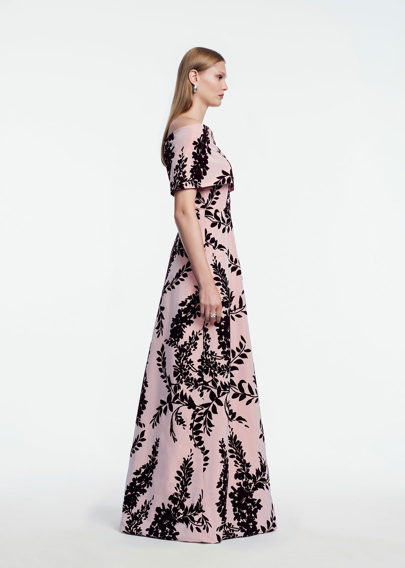 Flocked Taffeta Deedie Gown