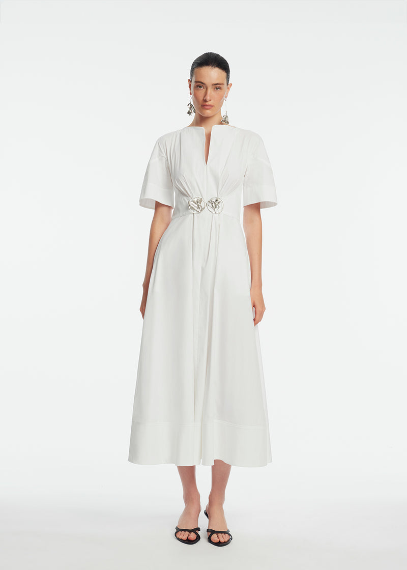 Cotton Poplin Buckle Shirtdress