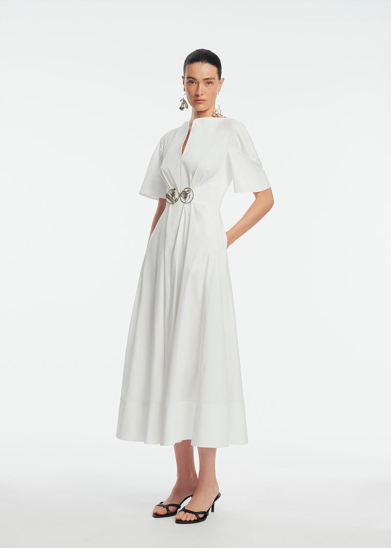 Cotton Poplin Buckle Shirtdress