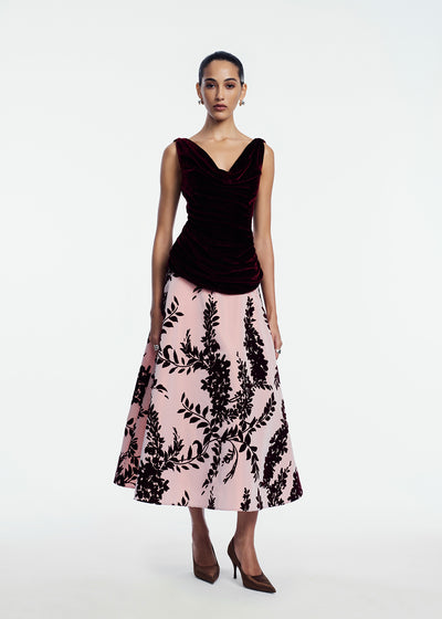 Flocked Taffeta Velvet Combo Dress