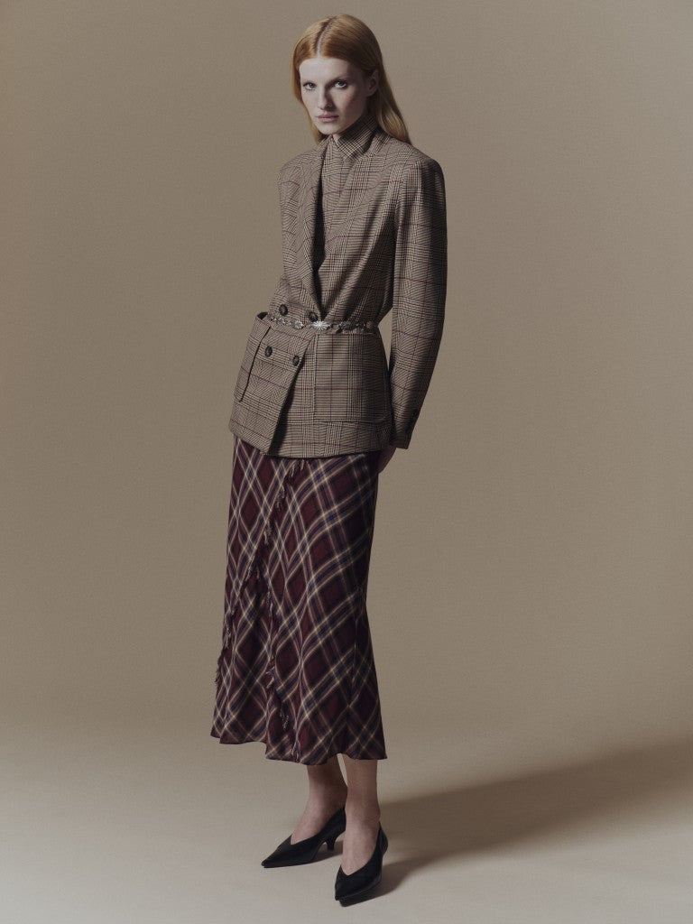 Stretch Houndstooth Double Breasted Blazer