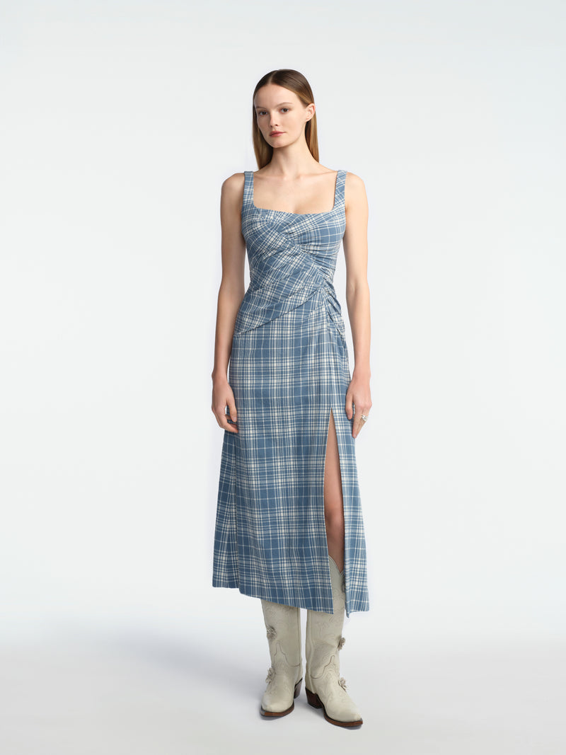 Plaid Seersucker Ruched Sparrow Dress