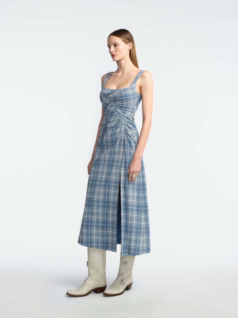 Plaid Seersucker Ruched Sparrow Dress