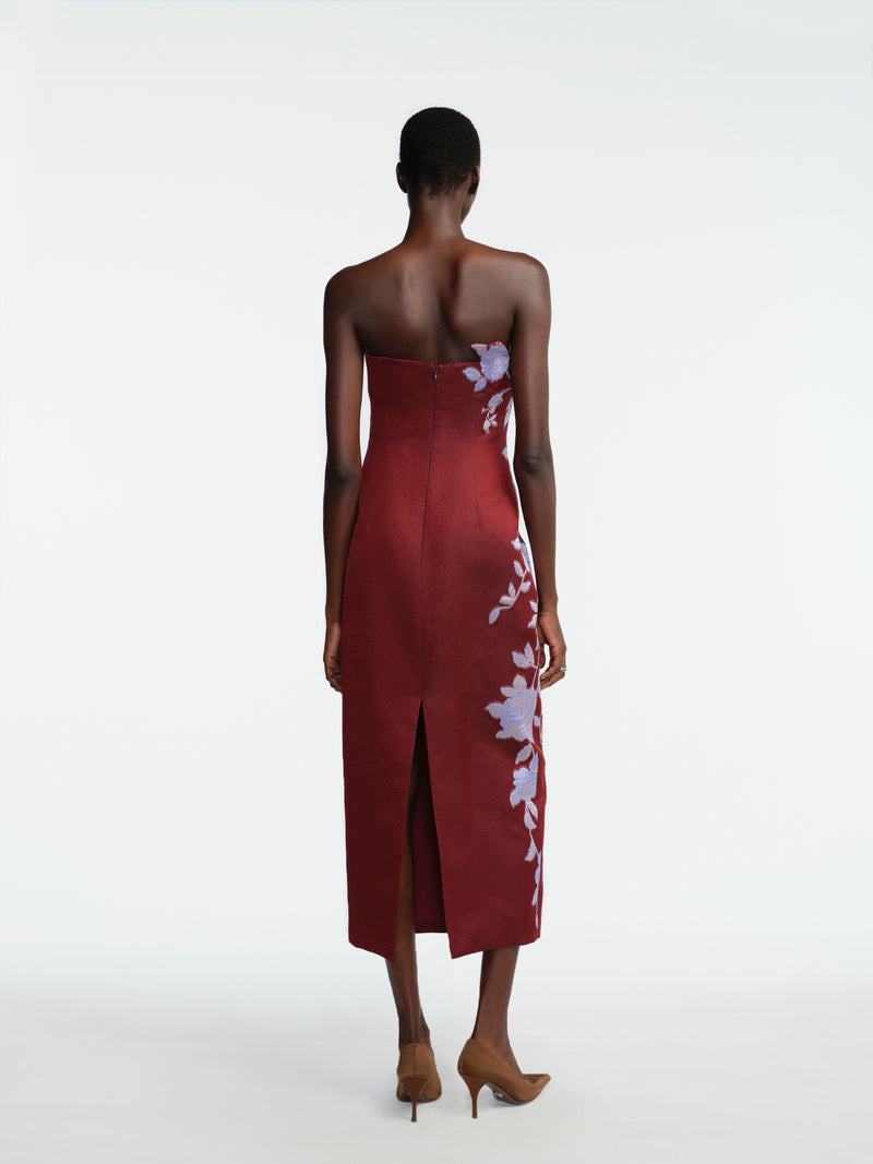 Rose Fil Coupe Strapless Dress