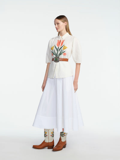 Tulip Embroidered Linen Skylark Shirt