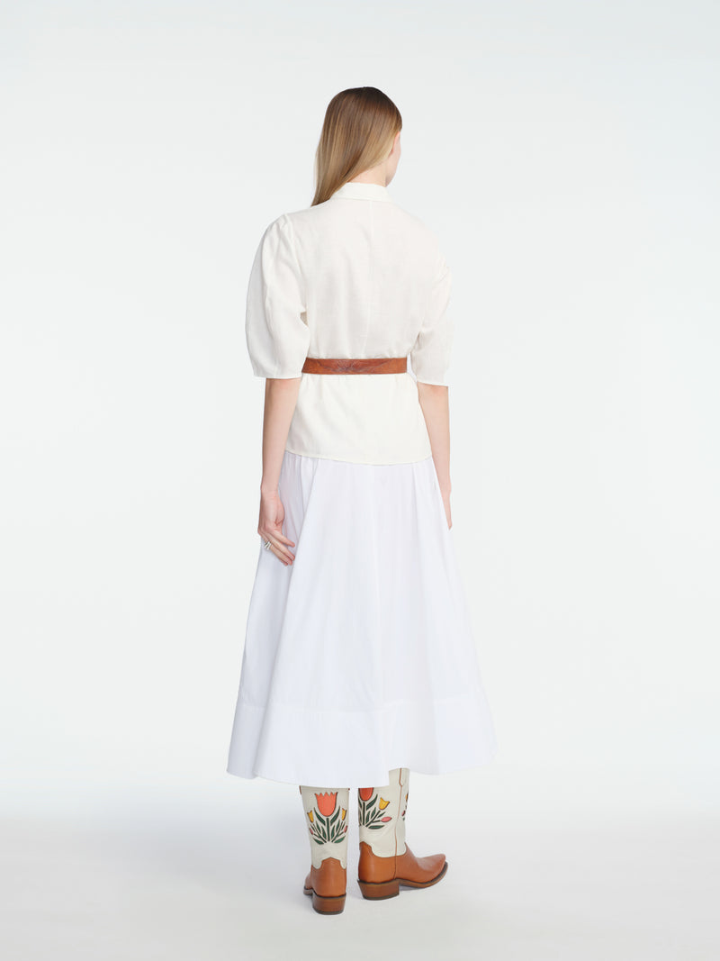 Tulip Embroidered Linen Skylark Shirt