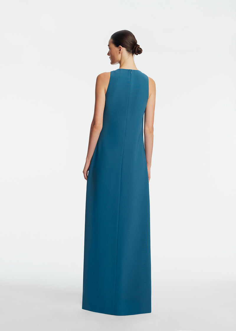 Peony Embroidered Fluid Crepe Francie Gown