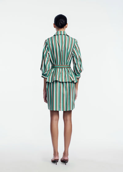Striped Cotton Belt Shirt Dress