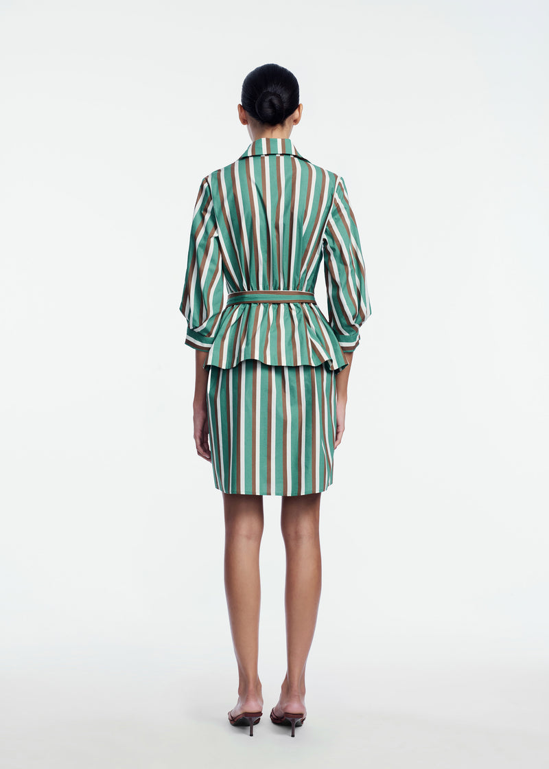 Striped Cotton Belt Shirt Dress