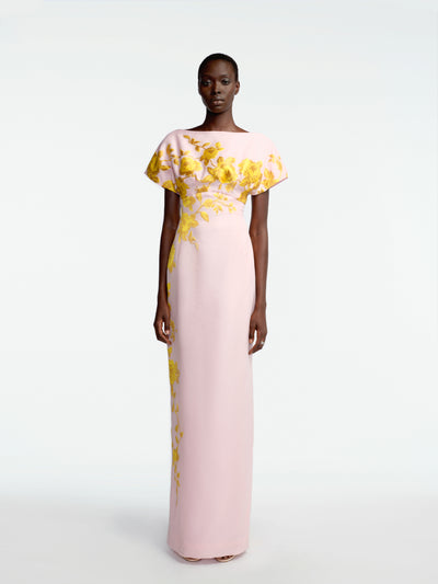 Rose Fil Coupe Column Gown