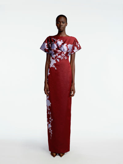 Rose Fil Coupe Column Gown