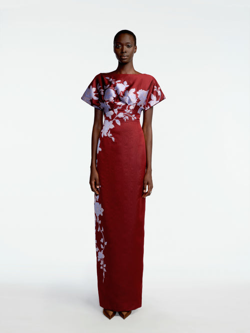 Rose Fil Coupe Column Gown