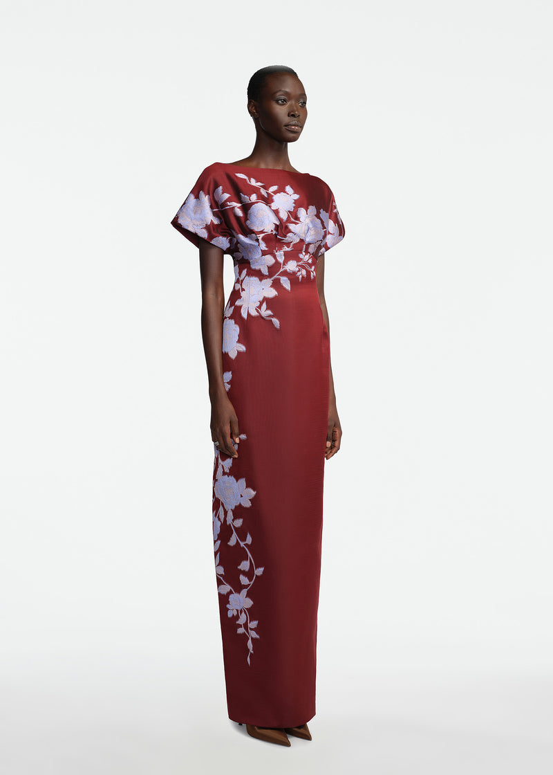 Rose Fil Coupe Column Gown