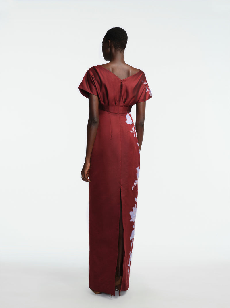 Rose Fil Coupe Column Gown