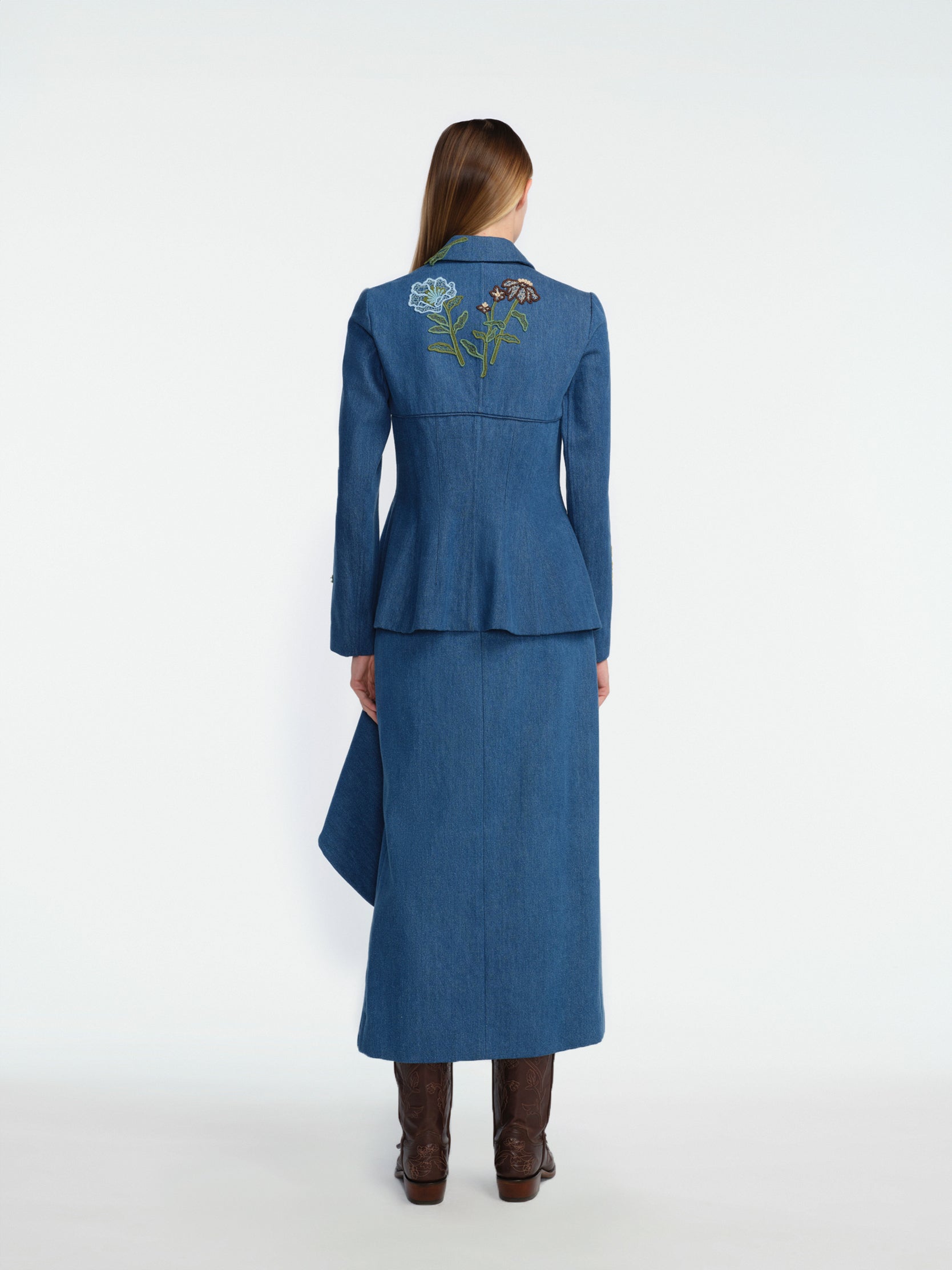 Floral Applique Denim Heron Jacket – Lela Rose