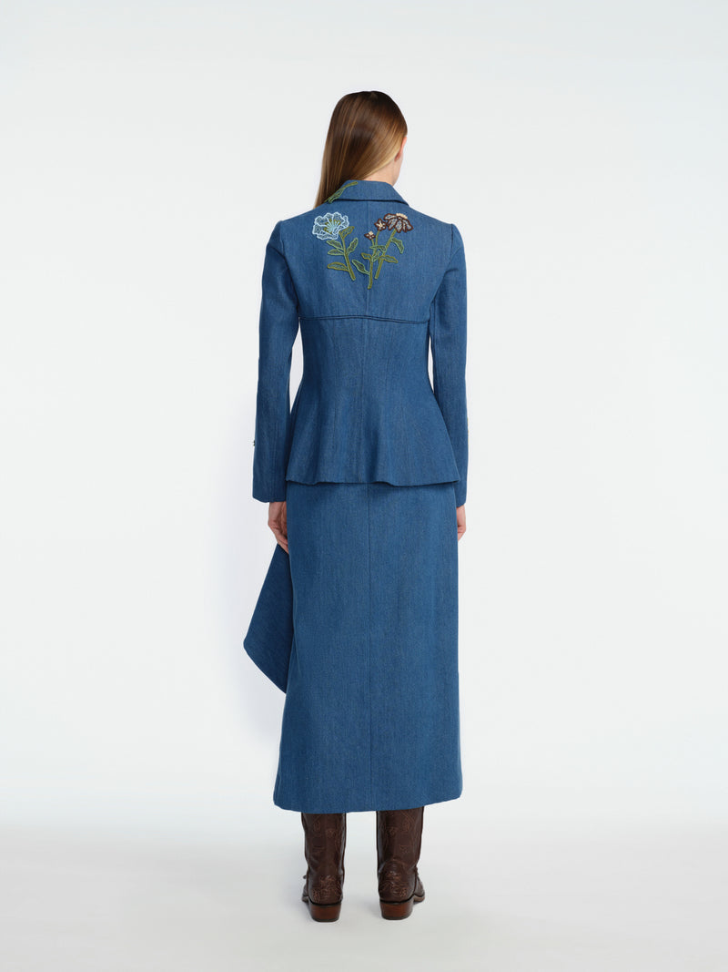 Floral Applique Denim Heron Jacket