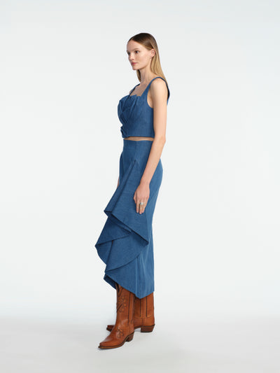 Denim Ruffle Starling Skirt