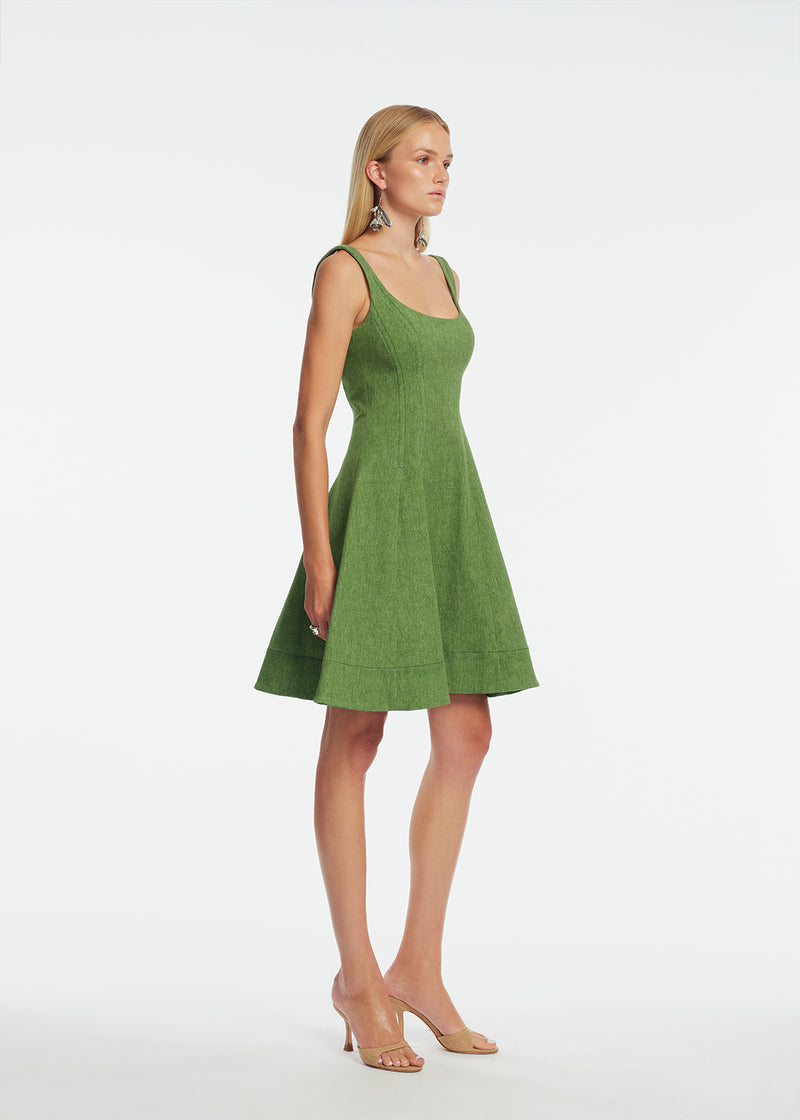 Stretch Denim Seamed Dress
