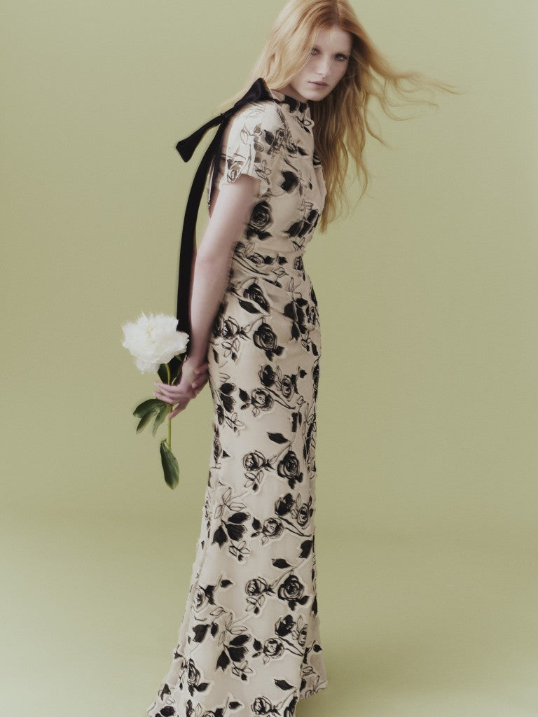 Floral Cut Chiffon Gown