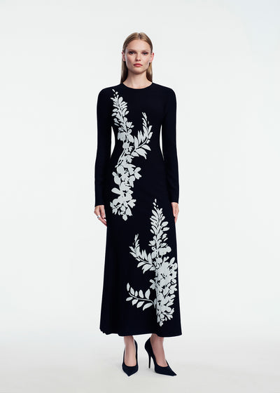 Velvet Jacquard Knit Trumpet Dress