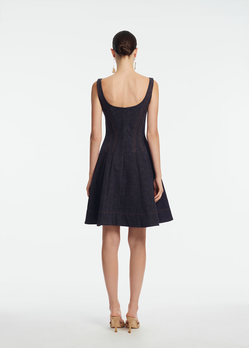 Stretch Denim Seamed Dress