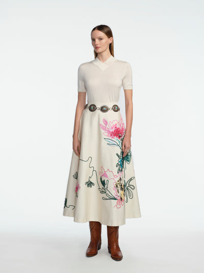 Embroidered Canvas Warbler Skirt