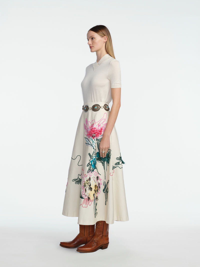 Embroidered Canvas Warbler Skirt