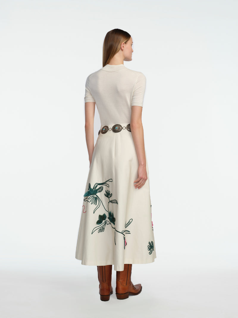 Embroidered Canvas Warbler Skirt