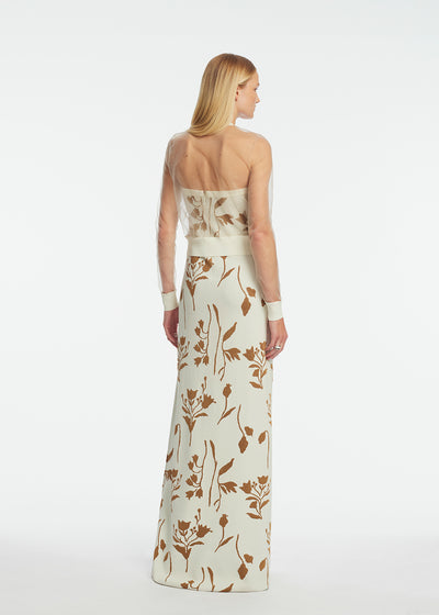 Floral Jacquard Knit Sheer Beaded Cardigan