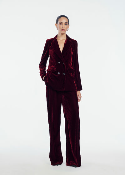 Crushed Velvet Double Breasted Blazer