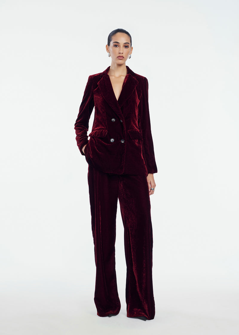 Crushed Velvet Double Breasted Blazer
