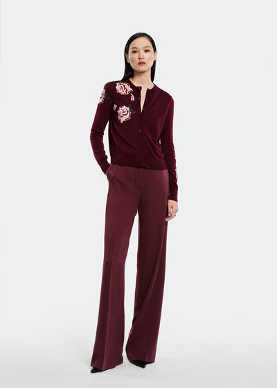 Rose Intarsia Knit Cardigan