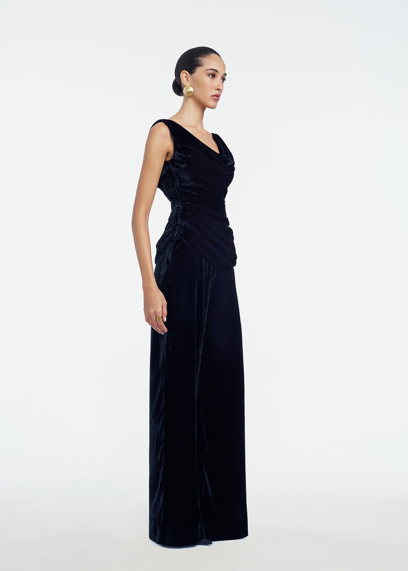 Crushed Velvet Draped Top