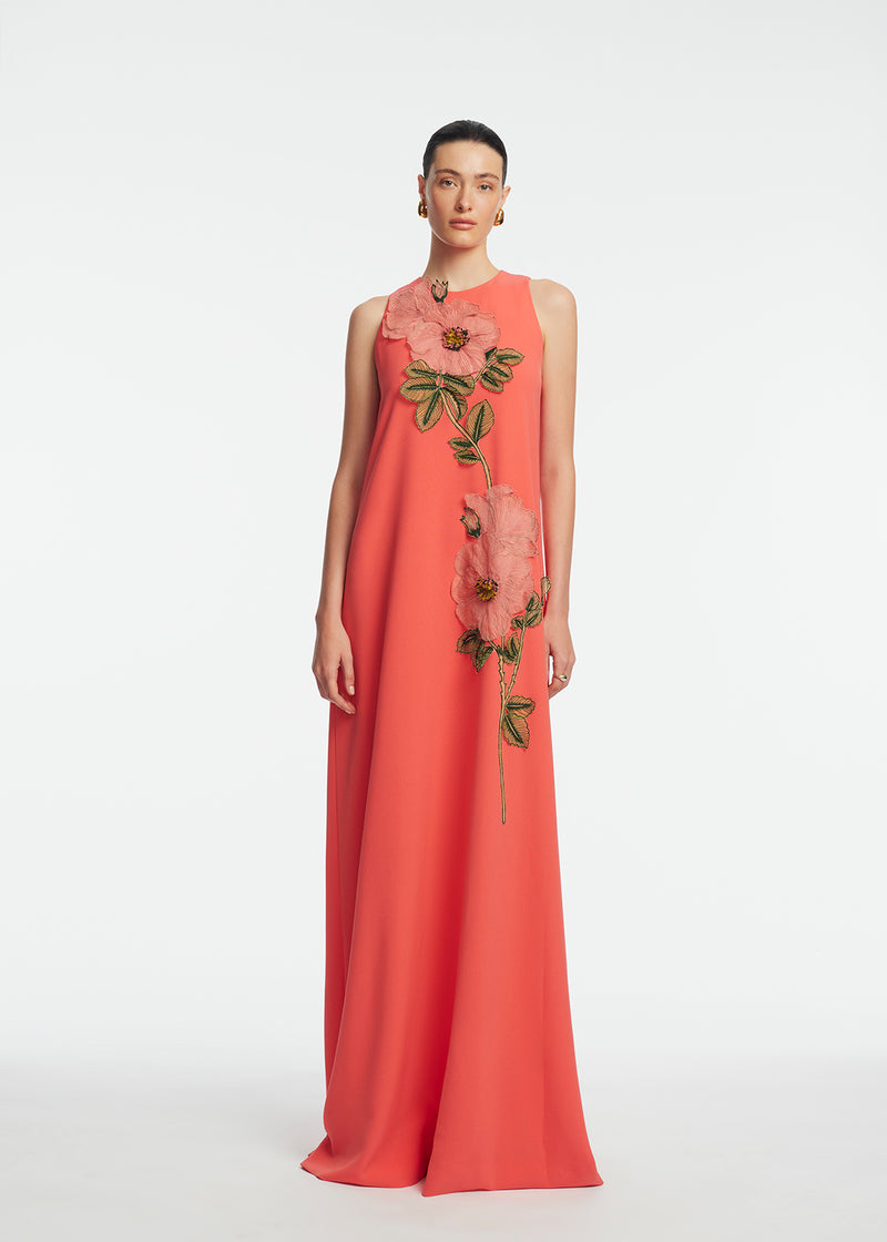 Peony Embroidered Fluid Crepe Francie Gown Lela Rose Peony Embroidered Fluid Crepe Francie Gown Lela Rose