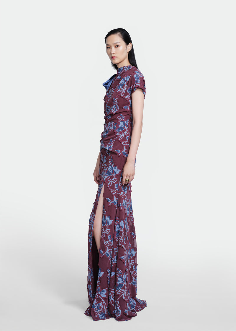 Floral Cut Chiffon Gown