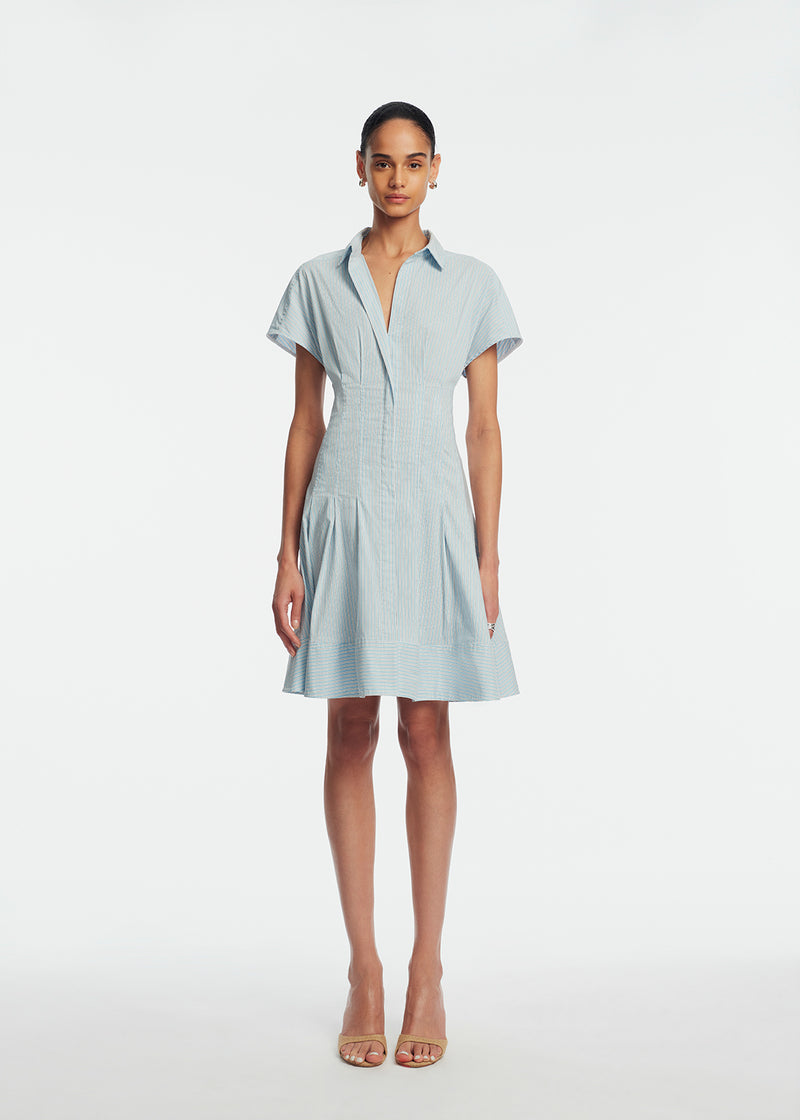 cotton short sleeve dress Striped Cotton Poplin Short Dress Oxford / XL / S269573