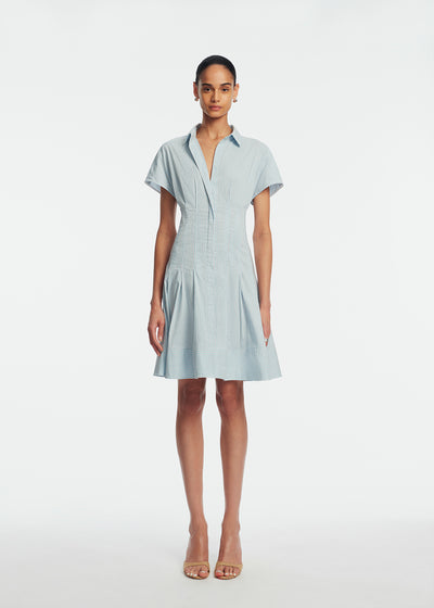 Striped Cotton Poplin Short Dress