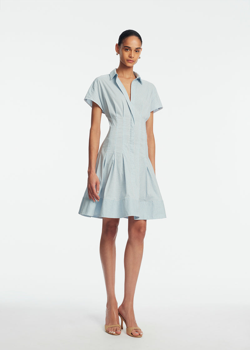 Striped Cotton Poplin Short Dress