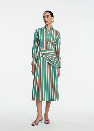 Striped Cotton Asymmetrical Skirt