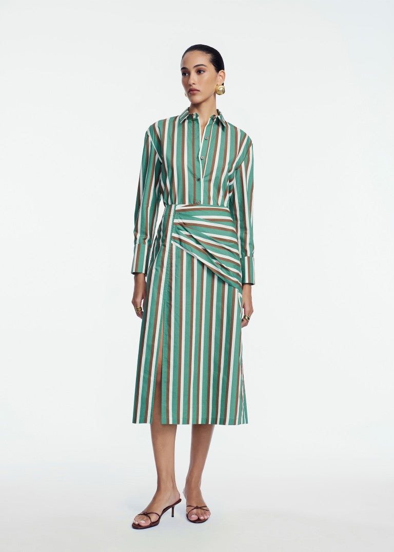 Striped Cotton Asymmetrical Skirt