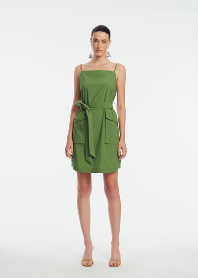 Tech Poplin Belted Dress