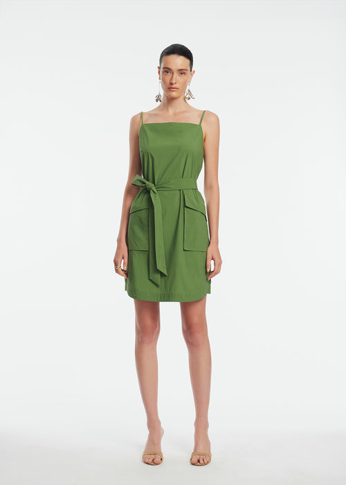 Tech Poplin Belted Dress